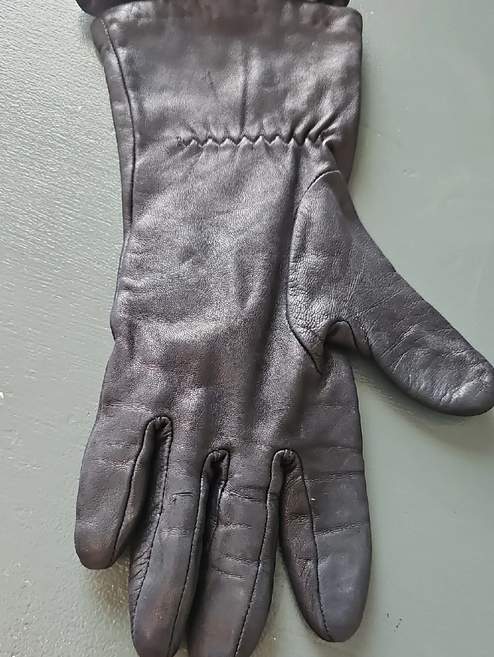 Grandoe‎ Vintage Leather Knit Lined Gloves Womens Size 7.5 Black Winter Classic